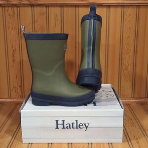 Hatley Boys Classic Kids Rain Boot - Toddler Size 8 - Forest Green & Navy